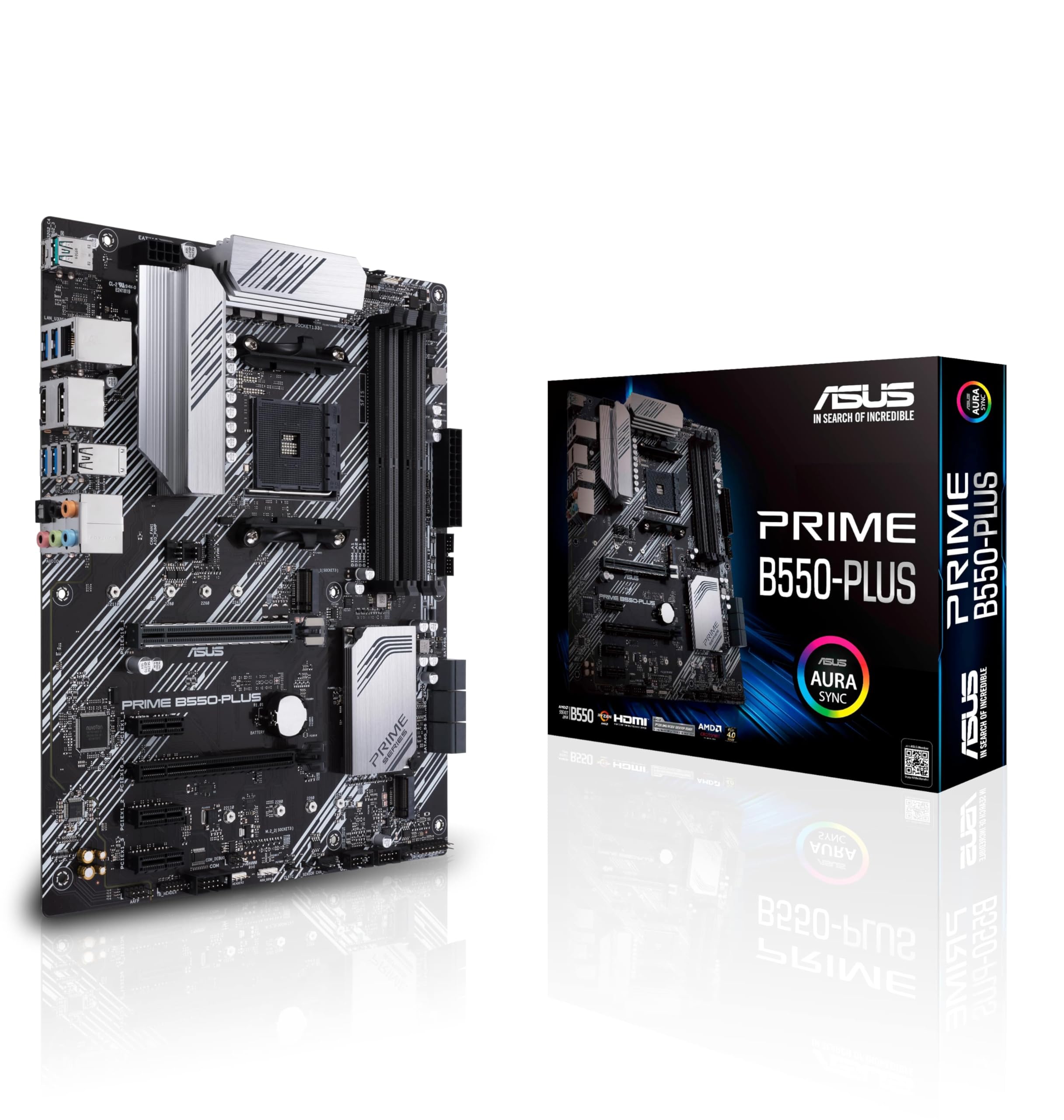 ASUS PRIME B550-PLUS - Motherboard - ATX - Socket AM4 - AMD B550 Chipset - USB-C Gen2, USB 3.2 Gen 1, USB 3.2 Gen 2 - Gigabit LAN