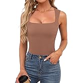 OwnTime Womens Square Neck Tank Tops Dressy Summer Sleeveless Shirts Sexy Going Out Fitted Trendy Tops T Shirts Blouses