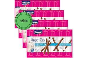MOOFIN Vitakraft PurrSticks Meaty Cat Sticks, Chicken Flavor, 6-inch, 4-Pack Long-Lasting Treats for Oral Health Silicon Pet Bowl, Cat Treats Salmon - [Pack of 4]