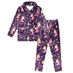 Jxstar Plush Fleece Pajamas for Girls Star Unicorn