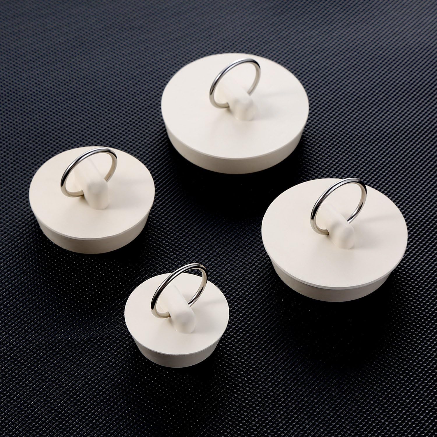 Hestya 4 Pieces Drain Stopper Set Rubber Sink Stopper Plug with Hanging Ring for Bathtub, Kitchen and Bathroom, 4 Sizes, White (4 Pieces): Home & Kitchen