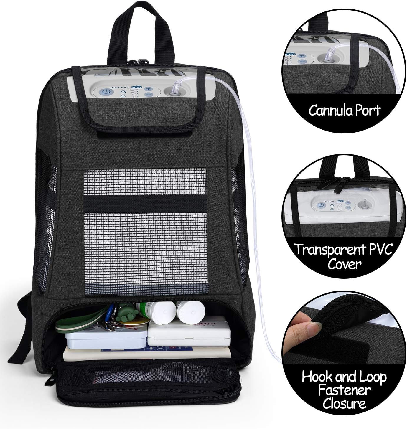 CURMIO Travel Carrying Bag for Portable Oxygen Concentrators Universal POC Backpack with Mesh Panels for Breathability Compatible with Inogen - Image 3