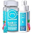Sugarbear Hair Vitamin Gummy 2 Month Supply & 2 Pure Batana Natural Hair Growth Oil-Extra Strength Biotin 6000mcg, Women, Men, Vegan Vitamin B12, MSM, Inositol, Elderberry, Kosher, Halal, Cruelty-Free