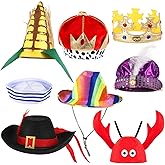Hercicy 8 Assorted Funny Hats, Crazy Party Hats for Adults, Novelty Costume Accessories for Dress up & Photo Booth Props, Carnival, Circus, Wedding, Birthday, Halloween & Celebration Events