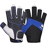 FitsT4 Sports Kayaking Gloves 3/4 or Full Finger Padded Palm Fingerless Gloves for Men Women Youth Perfect for Sailing Paddling Canoeing Boating Workout Rowing SUP and Other Water Sports