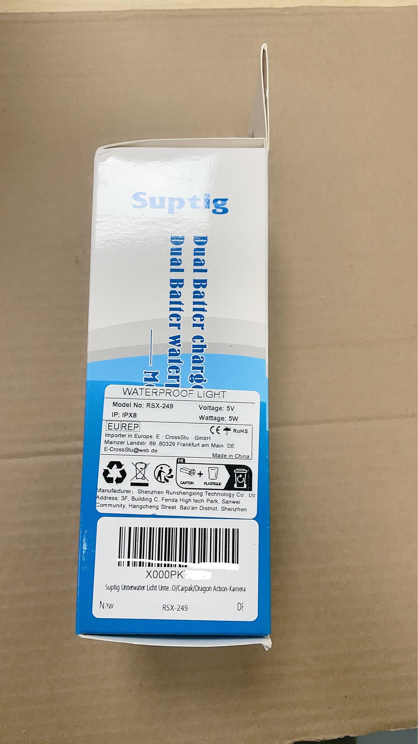 Suptig Waterproof High Power Dimmable Dual Battery Fill Night Diving Underwater Light for Gopro Hero 13, 12, 11/10/9/8/7/6/5/4/3+/3, Akaso, DJI Osmo, Insta 360