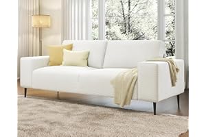 AMERLIFE 89 inch Sofa, Oversized Sofa-Modern Sofa Couch in Corduroy, 3 Seater Sofa for Living Room, White Deep Seat Sofa