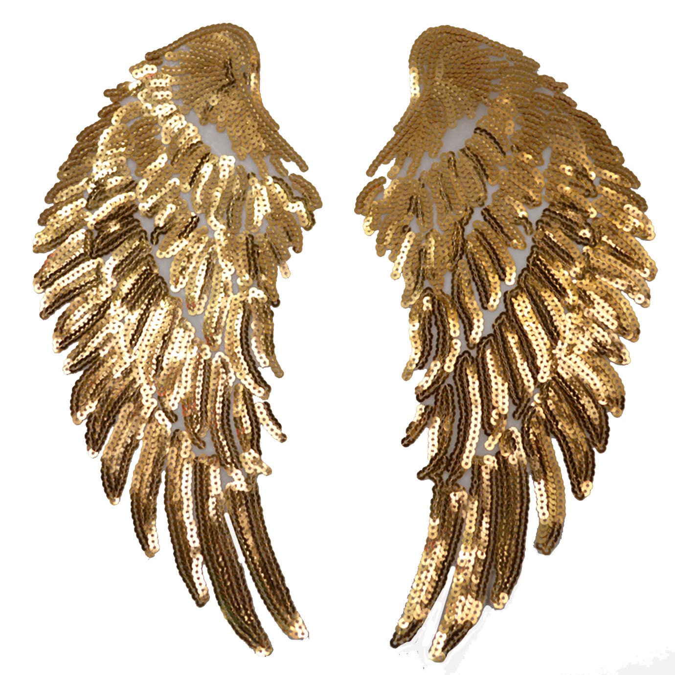 Photo 1 of Kennedy Sequins Large Angel Wings Patches Decorative Iron on Sew on Big Patches for Jacket Jeans DIY, Gold