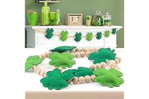 CLOTHMILE St Patricks Day Garland, 3D Felt St Patricks Shamrock Banner with Wooden Beads for St Patricks Day Decor Irish Hanging Bunting Garland for St. Patrick's Day Home Mantel Wall Decor