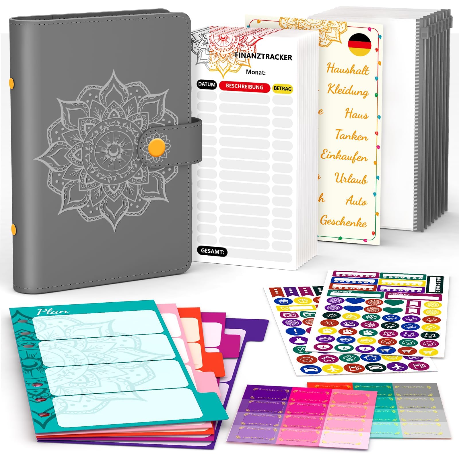 Budget Planner, German A6, Financial Planner, Household Book for Enter, Savings Book for Money, Budget Planner, Money Saving Folder, Budget Binder, Money Organiser, Personal Organiser (Grey)