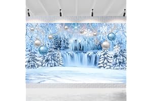 DUAIAI Winter Christmas Backdrop, Birthday Party Decorations Frozen Crystal Pendant Ice and Snow White World Wonderland Background Banner for Children Photography Backdrops