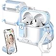 MHYALUDO for AirPods 4th Generation Case Cover, Compatible with Magsafe, Magnetic Automatic Lock, Charging Port Dust-Proof & Stand Design with Cleaning Kit for AirPods 4 Case 2024, Sky Blue/Snow White
