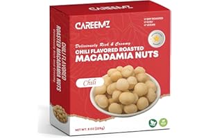 CAREEMZ Chili Flavored Roasted Macadamia Nuts, Malawi’s Finest Gourmet Snack, Vacuum Sealed for Freshness (Chili, 8oz)