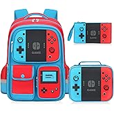 TILYTADLY Kids Backpack for Boys - 3pcs Gamer Boys Backpack with Lunch Box Set for Elementary Middle School - Students Bag for Ages 6-18,17″ Video Game Bookbag Travel Back Pack