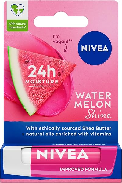NIVEA Watermelon Shine Lip Balm 4.8g Vegan Pink Lip Care