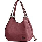 DOURR Women's Multi-pocket Shoulder Bag Fashion Cotton Canvas Handbag Tote Purse