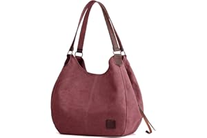 DOURR Women's Multi-pocket Shoulder Bag Fashion Cotton Canvas Handbag Tote Purse