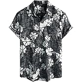 VATPAVE Mens Front Pocket Hawaiian Shirts Casual Floral Shirts Short Sleeve Button Down Beach Tropical Shirts