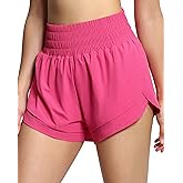 THE GYM PEOPLE Women's High Waisted Worktout Shorts Quick Dry Running Athletic Shorts with Mesh Liner Zipper Pocket