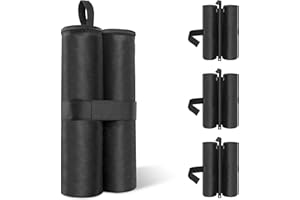 ECENCE Sand Bags for Canopy Legs, Canopy Weights Bags, Set of 4 (120LBS), Gazebo Weight, Sandbags for Filling and Weighting Pop-Up Tent Patio Umbrella, Durable 600D Oxford Fabric Black