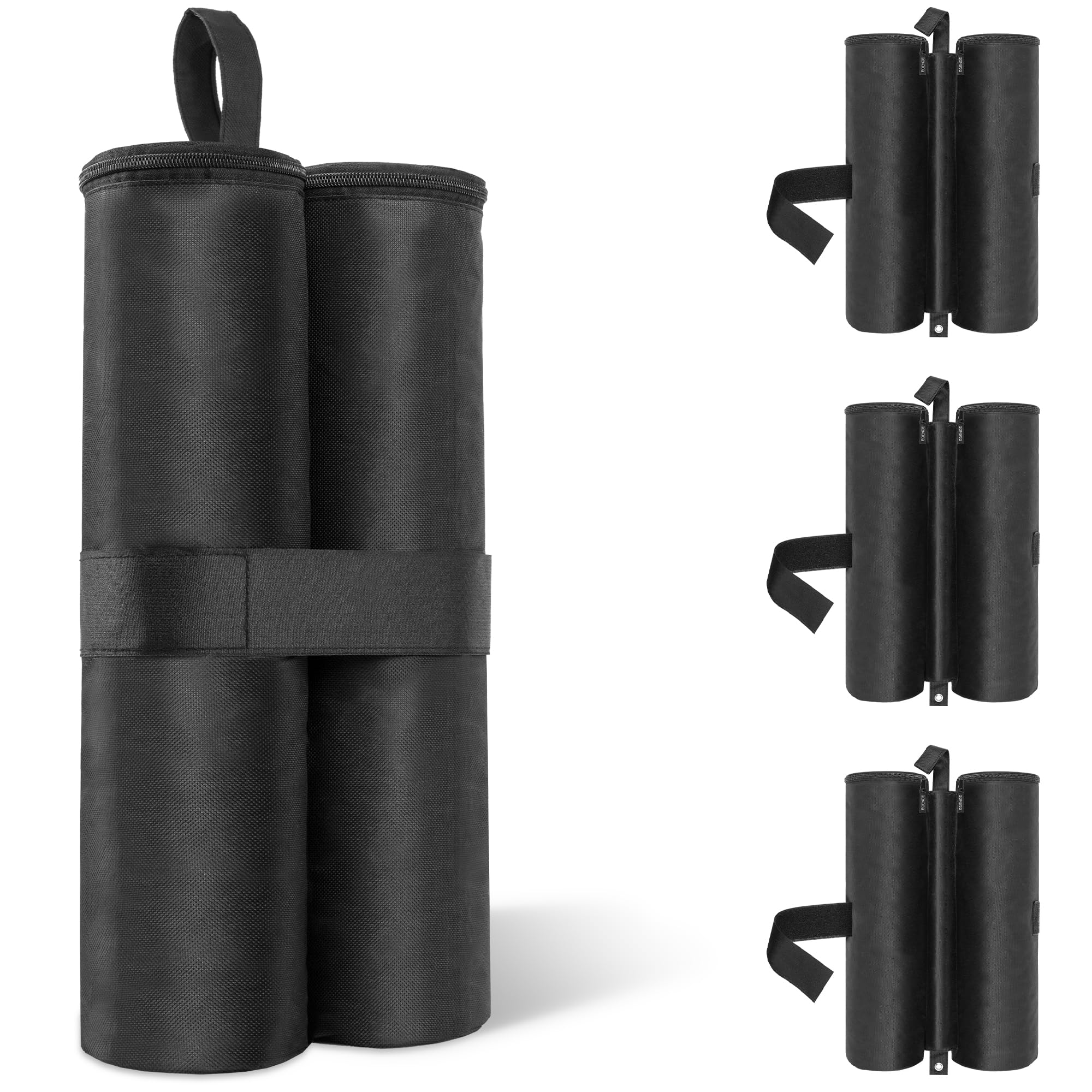 ECENCE 4 Gazebo Weights, Sand Bags for Pop-Up Tents, Canopies, and Patio Umbrellas, 600D Oxford Material, Black