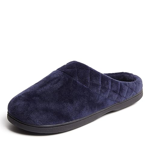 Dearfoams Women's Darcy Microfiber Velour Clog with Quilted Cuff Slipper, Peacoat, Small US