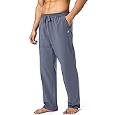 Pudolla Men's Cotton Yoga Sweatpants Athletic Lounge Pants Open Bottom Casual Jersey Pants for Men with Pockets