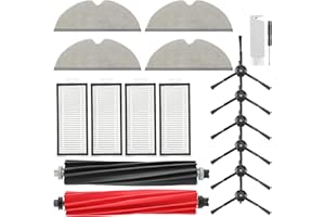 VIEWALL Q5 Pro Accessories Kit Replacement Compatible with Roborock Q5 Pro / Q5 Pro+ / Q8 Max / Q8 Max+ Robot Vacuum, 1 Dual Main Brush, 4 Mop Cloth Pads, 6 Side Brushes, 4 Washable Filter, 1 Tool