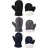 Baby Toddler Mittens 3Pack Boys Girls Winter Outdoor Gloves Kids Easy-On Fleece Warm Mittens