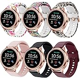 ViCRiOR 6Pack18mm Watch Bands Compatible with Fossil Gen 5E 42mm / Gen 6 42mm Smart Watch, Soft Silicone Fadeless Pattern Printed Floral Replacement Strap for Fossil Venture Gen 4 HR/Gen 3 Women