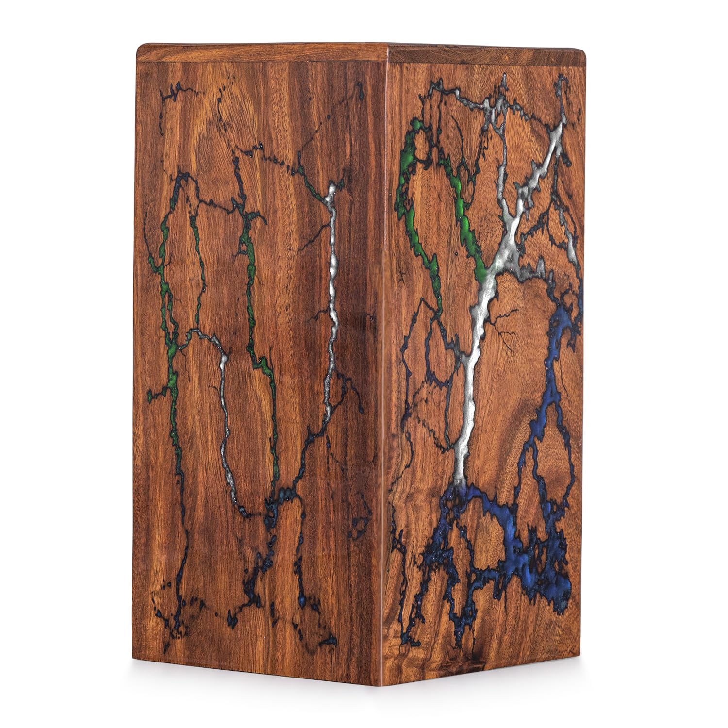 Photo 1 of STONLIF Wooden Urns for Human Ashes Adult Male, Female - Wood Urn for Ashes for Women, Resin Decorative Urns - Memorial, Burial Wooden Cremation Urns for Human Ashes Upto 250 lbs, Thunderstorm - 1pc