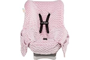 Niko Easy-Wash Children's Car Seat Cover & Liner - Minky - Pink Chevron - Perfect for Winter - Fits Most Toddler Car Seats - Universal Fit - Waterproof SEAT Bottom - Machine Wash and Dry