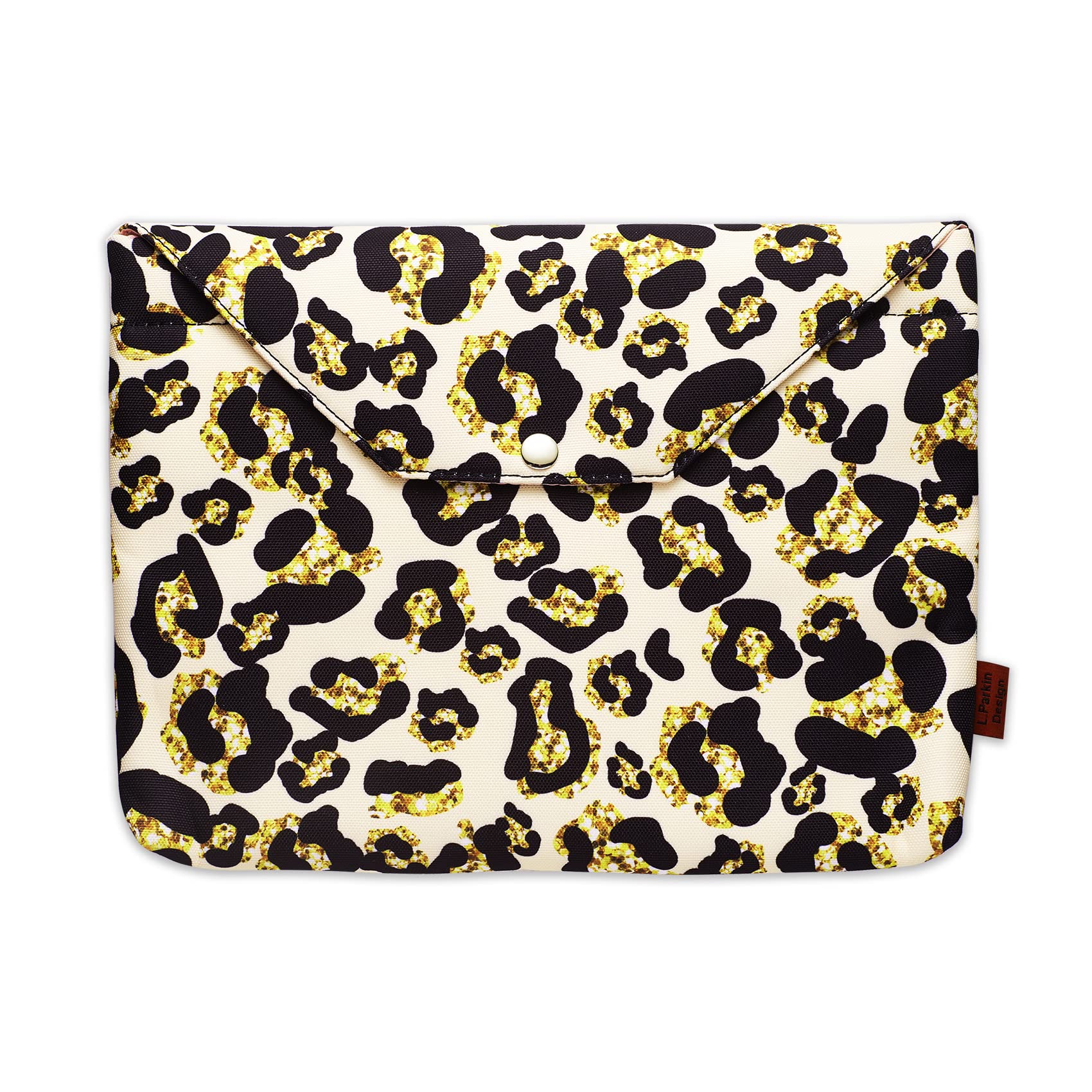 African Leopard Golden Print Book Sleeve Cheetah Print Book Covers for Paperbacks, Book Sleeves with Zipper with Padded, 11.4 x 9 Inch