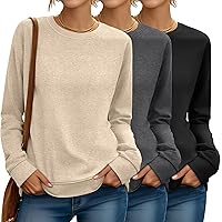 Riyiper 3 Pack Woen's Long Sleeve Sweatshirts, Crew Neck Pullover