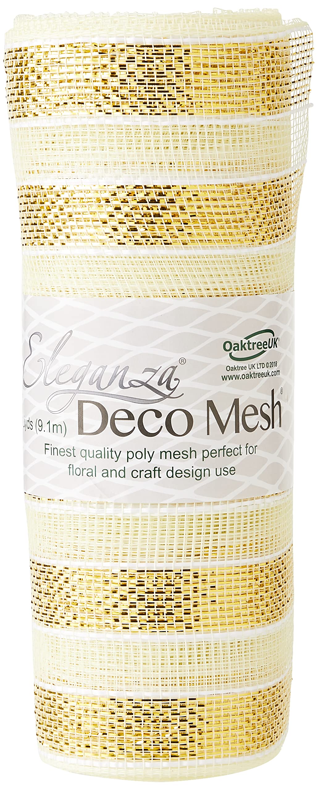 25cm Gold & Ivory Deco Mesh