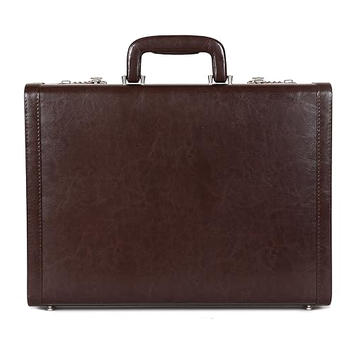 C Comfort Faux Leather Briefcase Brown