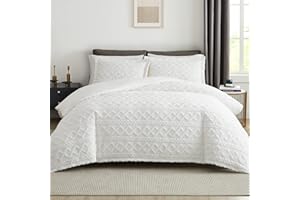 Topcee White Duvet Cover King Size-Tufted King Duvet Cover Set-Extremely Fluffy Soft Plush, 3 Pieces with Zipper Closure (1 Bedding Duvet Cover 104x90 inches and 2 Pillow Shams)