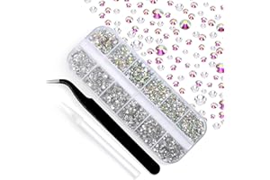 MYYKO 3792 Pcs Crystal AB Rhinestones Glass Diamonds Set for Nail Art Crafts, Makeup, Tumblers with Picking Pen and Tweezers(SS6 ~ SS20)