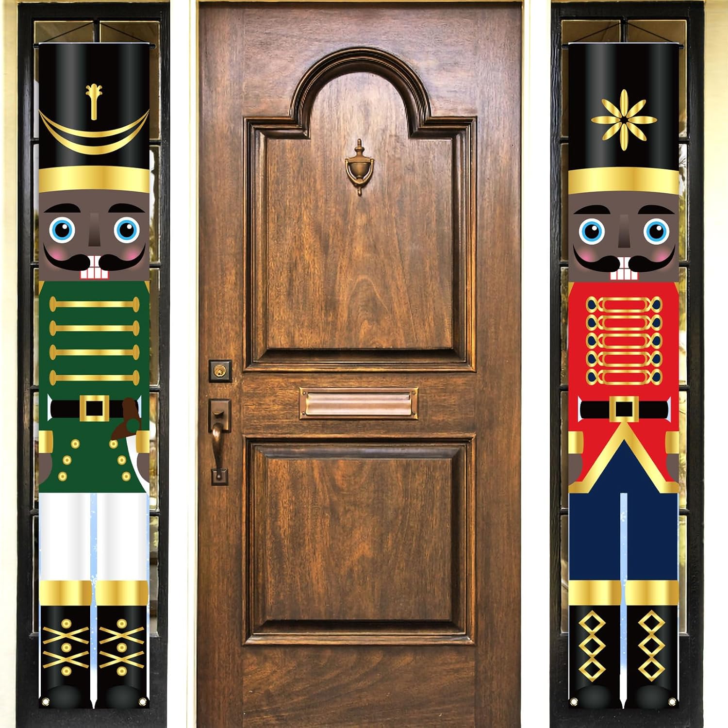 Nutcrackers - Nepnuser Black Nutcracker Christmas Porch Banner African American Nutcracker Decoration Soldier Model Front Door Welcome Sign Wall Indoor Outdoor Hanging Banner