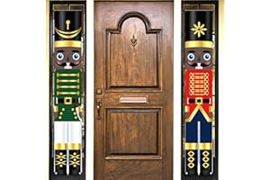 Nepnuser Black Nutcracker Christmas Porch Banner African American Nutcracker Decoration Soldier Model Front Door Welcome Sign Wall Indoor Outdoor Hanging Banner