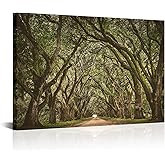OuElegent Oak Tree Canvas Wall Art Charleston SC Plantation Oaks Avenue Landscape Forest Picture Print Artwork For Home Living Room Bedroom Decor 24x36 Inch