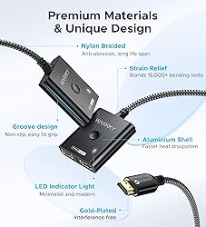 HDMI Switch 2 in 1 Out 4K@60Hz, WARRKY 【3.3ft