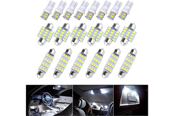20PCS Car Interior Lights - Soft Bright White 6500K LED Bulbs - Automotive Replacement Lighting Products for Dome Map Reading
