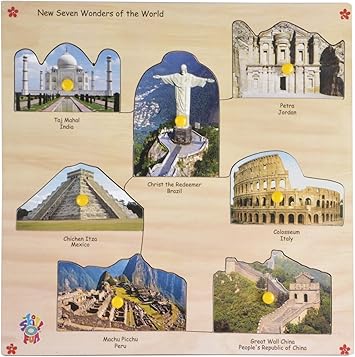 Skillofun Wooden King Size Identification Tray - New 7 Wonders Of The World