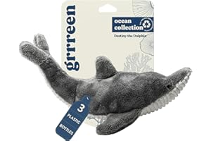 GRRREEN Dog Toys | Plush Toy Dolphin Stuffed Animal for Dogs | Medium Eco Friendly Toy - Easy to Clean and Made from Non Toxic Materials