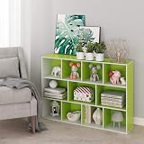 Furinno LUDER 11-Cube Bookshelf White Green 73.9W x 105.9H x 23.9D cm view 2