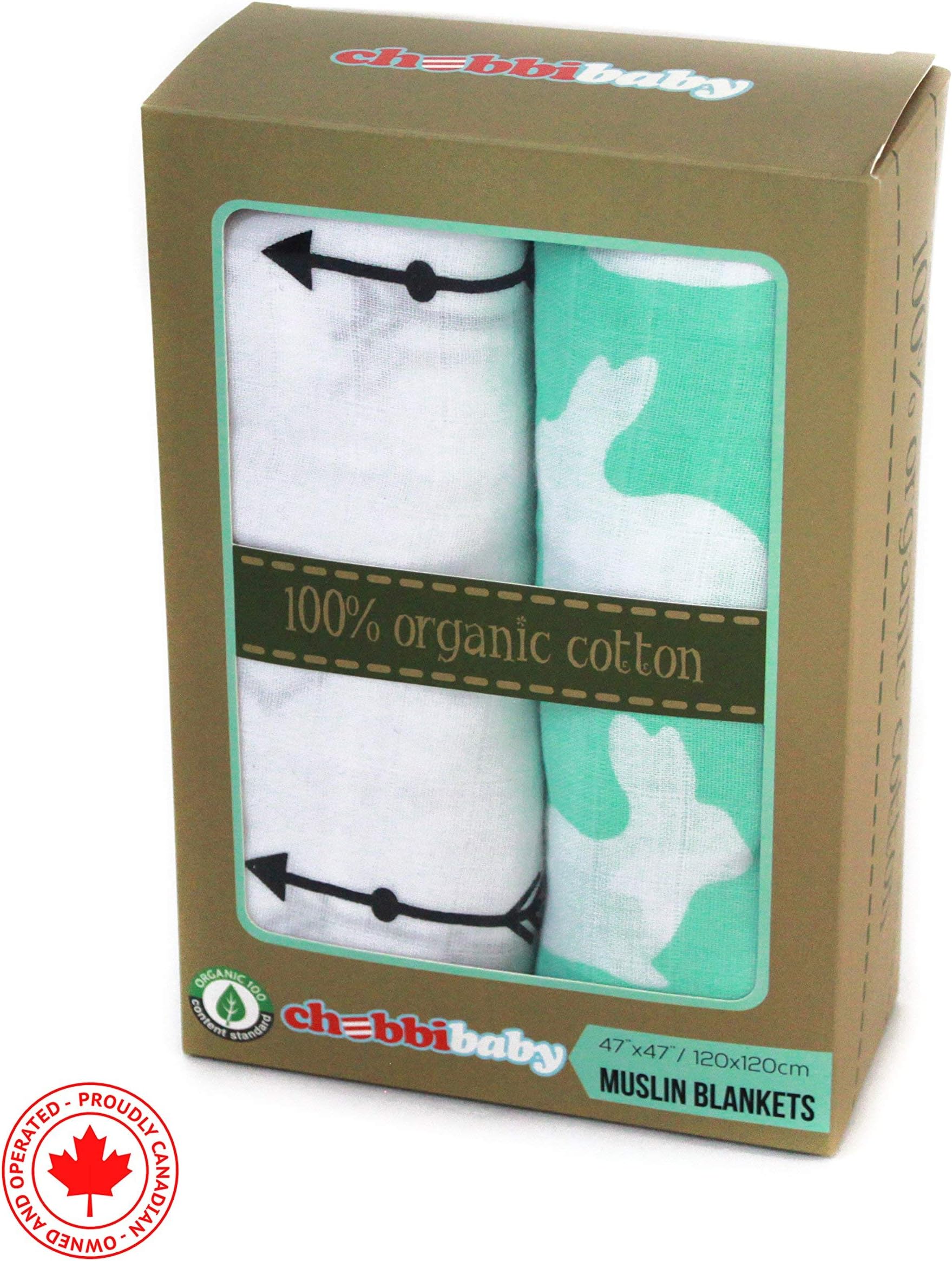 Muslin Swaddling Blankets for Baby Boys & Girls by Chubbi Baby - 100% Organic Cotton โ Extra Large Breathable Soft Nursery Receiving Covers โ Swaddle Security Wearable Blankets โ Set of 2