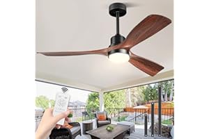 Forrovenco 52 Inch Ceiling Fans with Lights and Remote, Outdoor Ceiling Fan for Patios, Modern Ceiling Fan with 3 Wood Blades