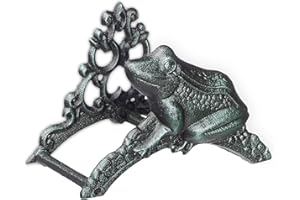 Relaxdays Frog Hose Holder, Garden Hose Wall Holder, Vintage Look, HBT: 18.5 x 26.5 x 16.5 cm, Cast Iron, Green