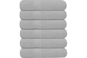 KAHAF COLLECTION Pack of 6 Bath Towels 27 x 54 Inches, 100% Cotton, Larger & Lighter Weight, Quicker to Dry, Super Soft and Absorbent, Perfect for Bathroom (Light Grey, Pack of 6 (27''x54''))